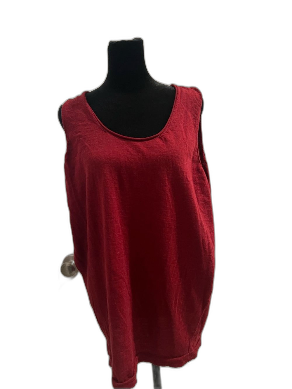 Eileen Fisher XL Red Sleeveless Scoop Neck Top Italian Yarn